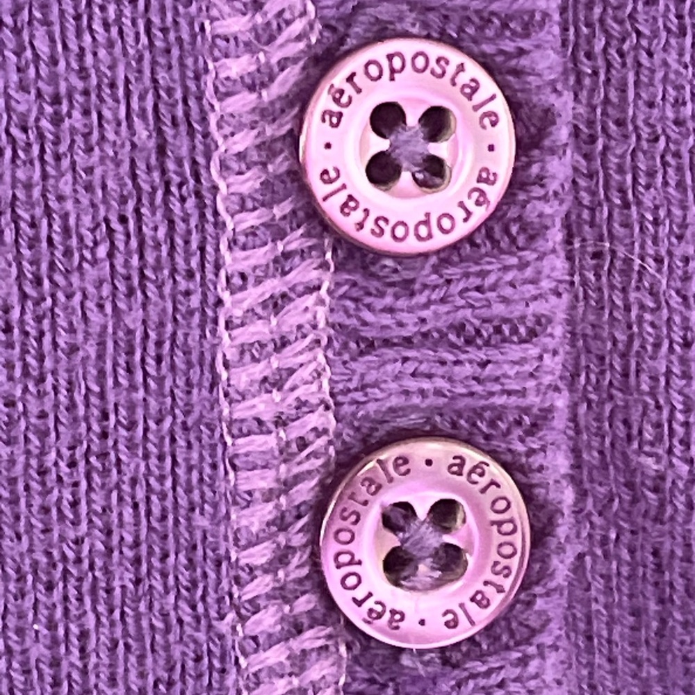 Y2K Aeropostale Purple Henley Sweater Size Medium Vintage - Picture 7 of 11
